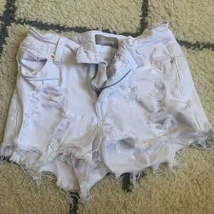 White denim shorts